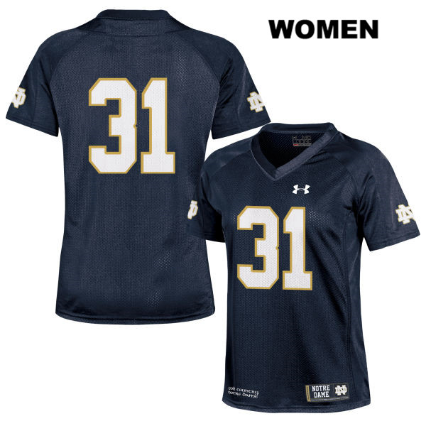 Women's NCAA Notre Dame Fighting Irish #31 Cole Capen Stitched College Under Armour Authentic Navy No Name Football Jersey GI10D62TC